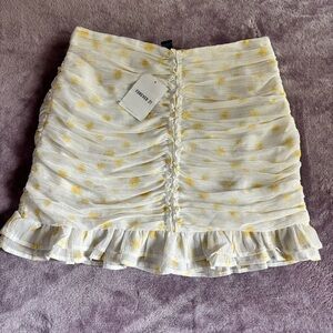 Forever 21 Yellow and White Ruffled Mini Skirt